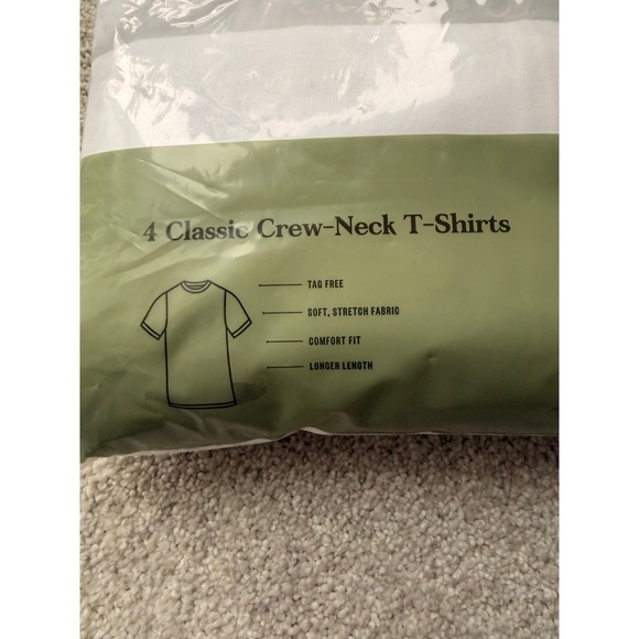 Goodfellow & Co Mens 4 Pack Classic Crew-Neck T-Shirts White Size L 42/44 NEW - Picture 5 of 6
